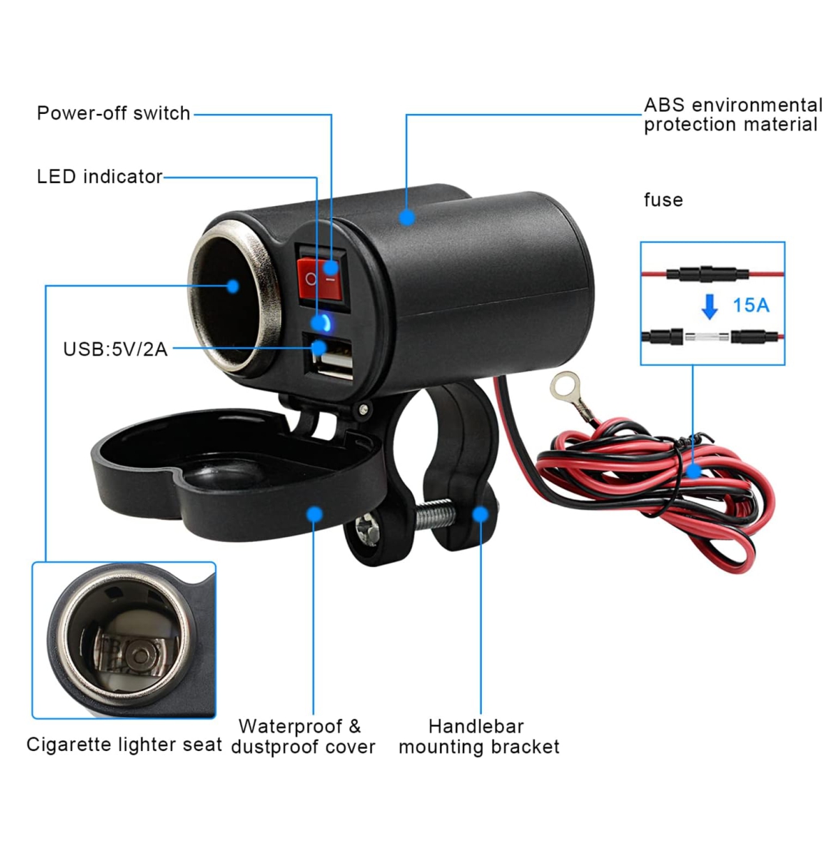 Miniatura 9 de Holder Moto HL-69 + Cargador Cigarrera
